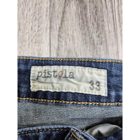 Pistola Jeans Womens 33 Medium Wash Distressed Ankle Zip Hem Stretch Pants - Picture 5 of 13